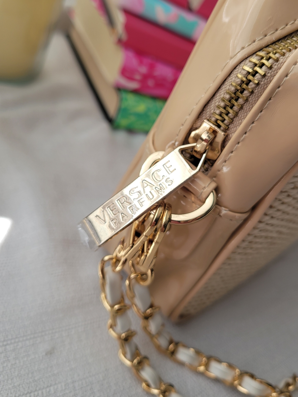 Versace Parfume Bag Upcycled with Gold Chain Wristlet - Picture 4 of 5
